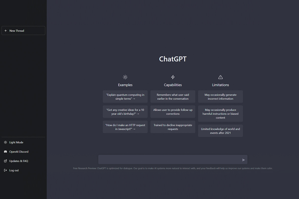 Interfaz de ChatGPT