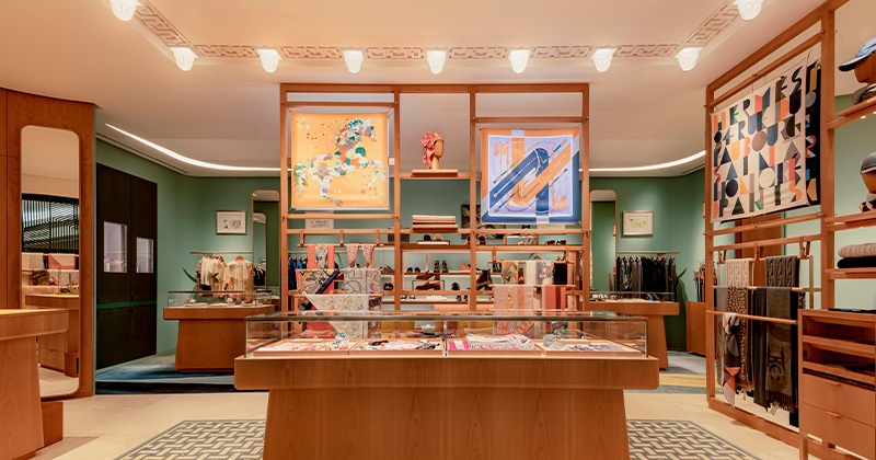 Aspecto de la renovación de la boutique Hermès en Guadalajara en El Palacio de Hierro, en plaza Andares.